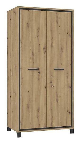 Kleiderschrank 2-trg TRONDHEIM von Forte Artisan Eiche / Schwarz Eiche günstig online kaufen