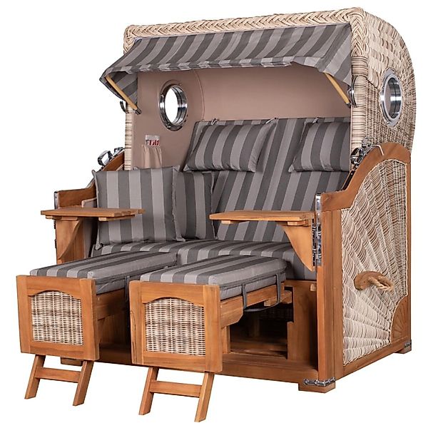 bene,iving Strandkorb Komplettset Ammersee Grande XL Teak Bullauge PE Shell günstig online kaufen