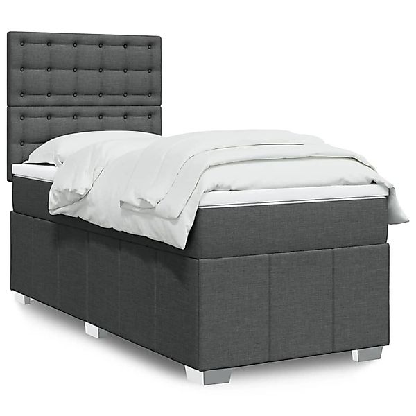 vidaXL Boxspringbett mit Matratze Dunkelgrau 90x190 cm Stoff 3293838 günstig online kaufen