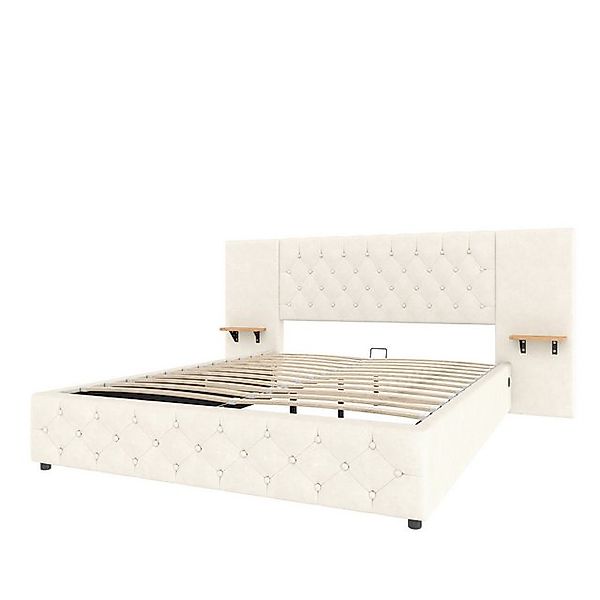 STILVORA Polsterbett Stauraumbett 140×200 Doppelbett mit LED-Licht und USB- günstig online kaufen