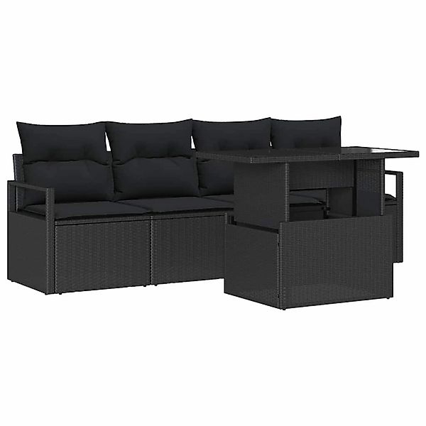 vidaXL Garten-Sofa-Set mit Speicher 5-Tlg Schwarz Poly Rattan 3357466 günstig online kaufen