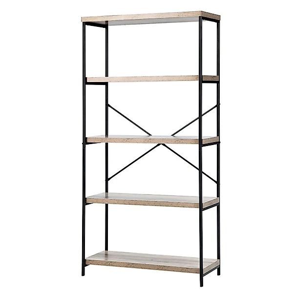 Costway Bücherregal mit 5 Ebenen & Metallrahmen 79 x 35 x 160cm Grau günstig online kaufen