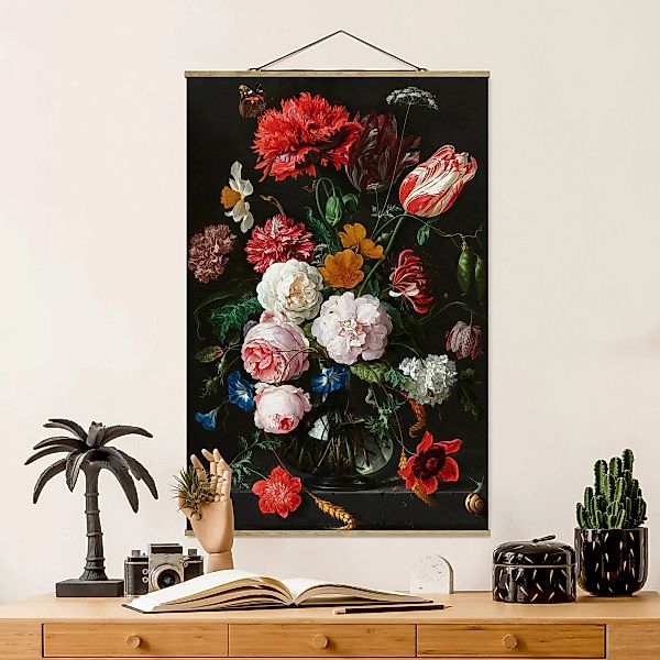 Stoffbild - Hochformat Jan Davidsz de Heem - Stillleben mit Blumen in einer günstig online kaufen