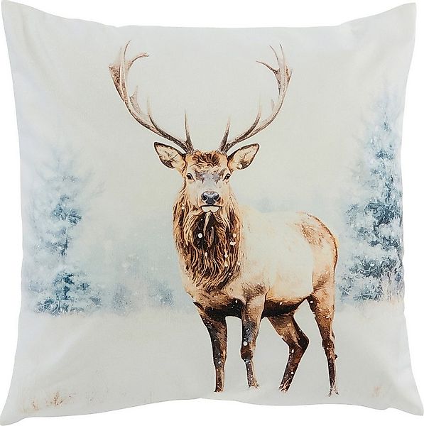 REDBEST Kissenbezug Kissenhülle "Winterhirsch", Nicky-Velours Motiv günstig online kaufen
