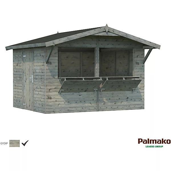 Palmako Stella Holz-Gartenhaus Grau Satteldach Tauchgrundiert 323 cm x 259 günstig online kaufen