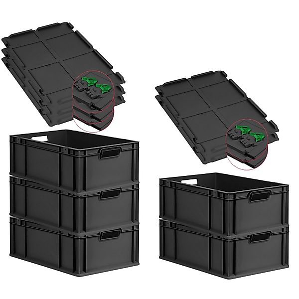 PROREGAL SuperSparSet 5x Eurobox Nextgen Grip Mit Scharnierdeckel Und Grüne günstig online kaufen