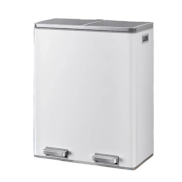 Songmics Mülleimer Pary 2 Fächer x 30 l Weiß-Grau günstig online kaufen
