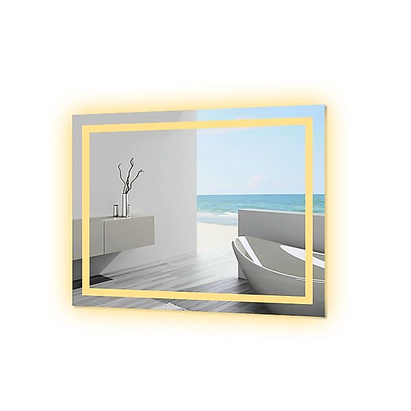 Aica Sanitär Badspiegel 80x60 cm Spiegel mit LED Beleuchtung Dreh Knopfscha günstig online kaufen