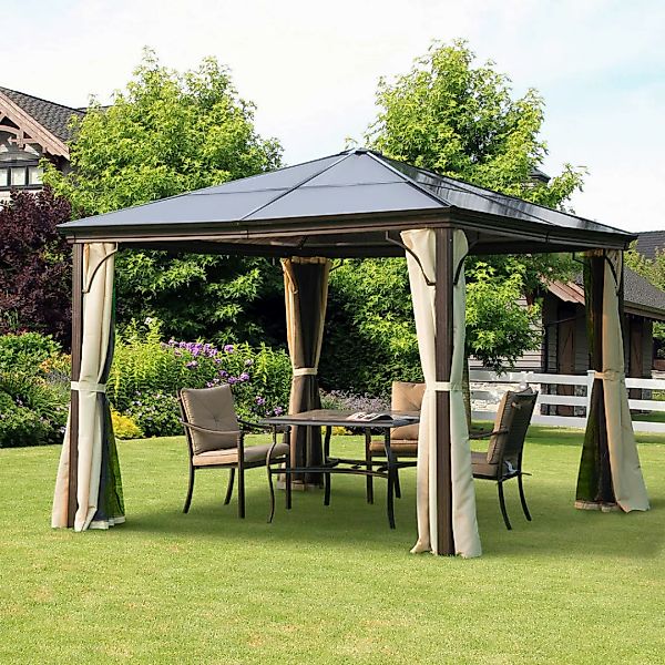 Outsunny Pavillon schwarz Metall B/H/L: ca. 300x260x300 cm günstig online kaufen