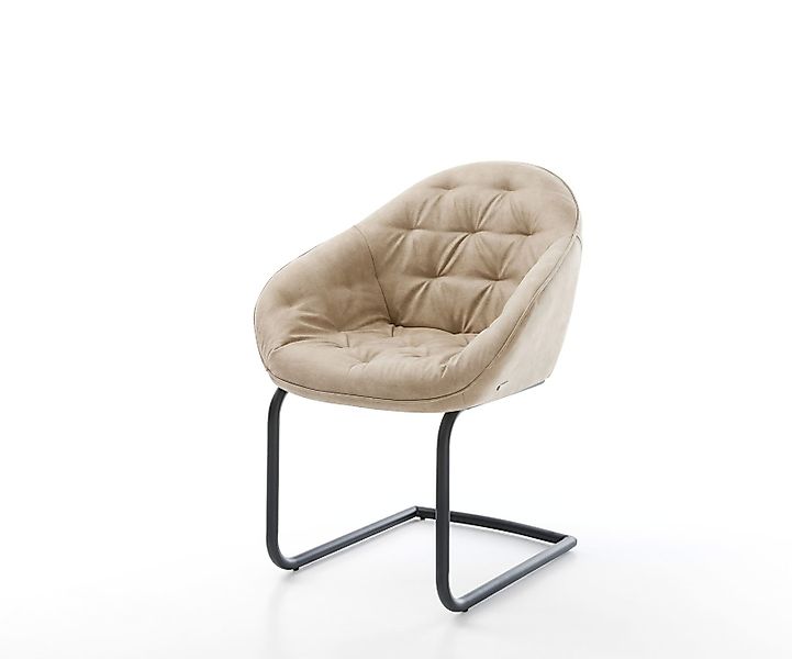 Freischwinger Gaio-Flex Mikrofaser Beige Vintage Freischwinger rund Schwarz günstig online kaufen