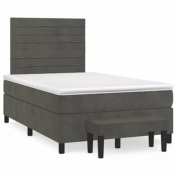 vidaXL Boxspringbett Boxspringbett mit Matratze Dunkelgrau 120x200 cm Samt günstig online kaufen