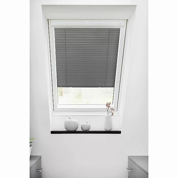home24 Lichtblick Dachfenster Plissee Haftfix 47x100 cm (BxH) Grau Webstoff günstig online kaufen