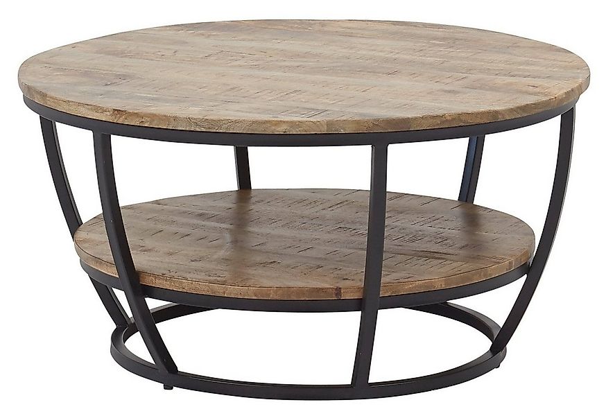 Stolkom Sp.z.o.o. Couchtisch JAMBI, Mangoholz massiv, Ø 87 cm, mit Ablage, günstig online kaufen