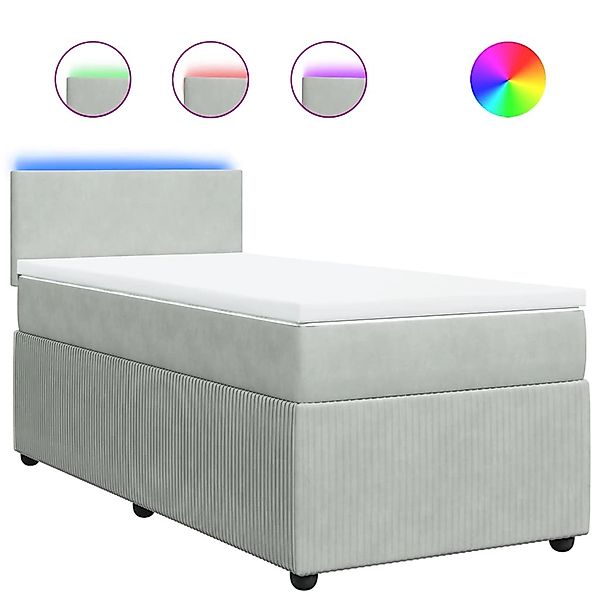 vidaXL Boxspringbett mit Matratze Hellgrau 80x200 cm Samt 3289884 günstig online kaufen