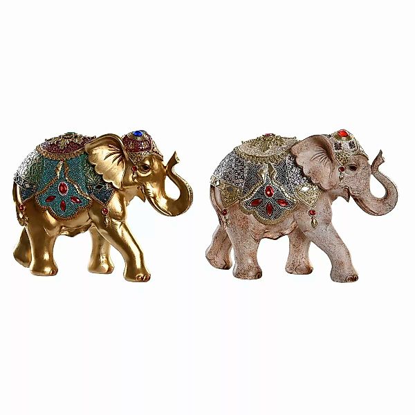 Deko-figur Dkd Home Decor Elefant Beige Golden Harz Kolonial (24 X 9 X 19 C günstig online kaufen