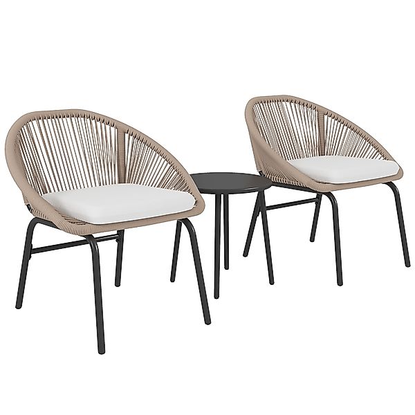 Outsunny Gartenmöbel-Set 3-teilig für 2 Personen mit weichen Sitzkissen aus günstig online kaufen