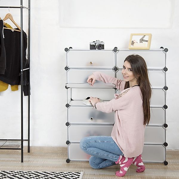 relaxdays Schuhschrank mit 12 Fäch Transparent günstig online kaufen
