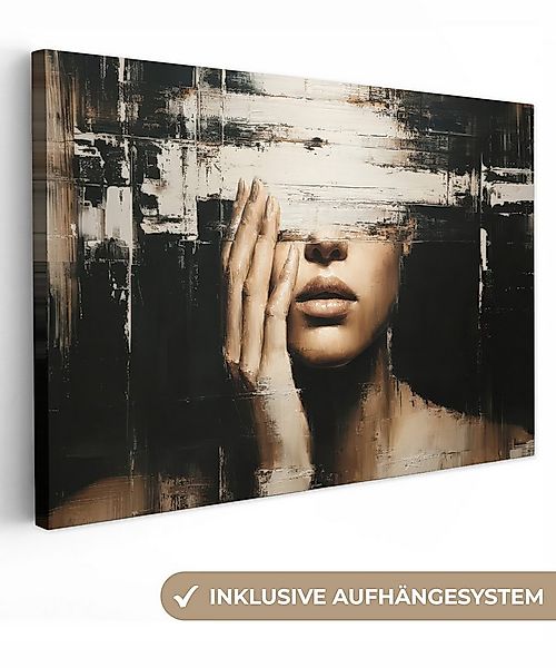 OneMillionCanvasses® Leinwandbild Hand - Gesicht - Streifen - Abstrakt, Fot günstig online kaufen