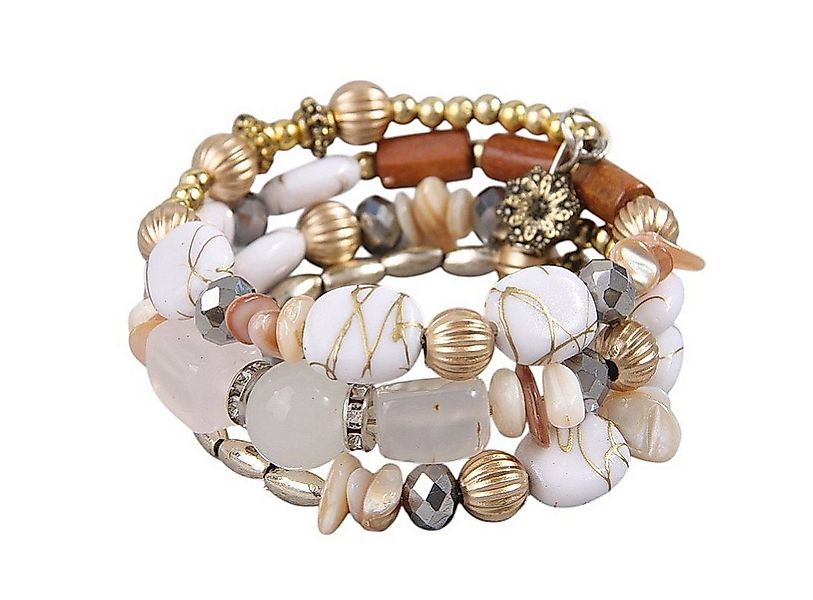 KARMA Armband Damen mehrreihig Türkis, Grün oder Weiß modern (dehnbar, Gesc günstig online kaufen