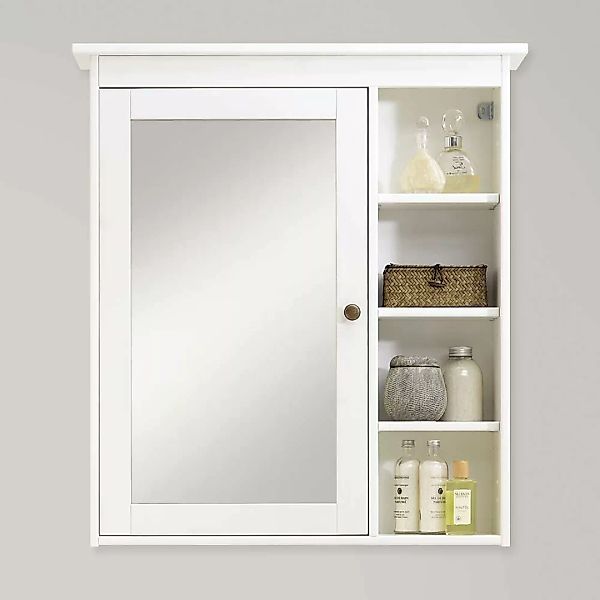 Badezimmer Spiegelschrank in Weiß lasiert Kiefer Massivholz günstig online kaufen