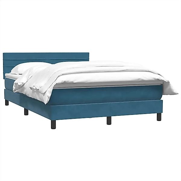 vidaXL Boxspringbett mit Matratze Dunkelblau 140x210 cm Samt 3316309 günstig online kaufen