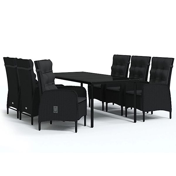 vidaXL 7-Tlg Garten-Essgruppe mit Kissen Schwarz 3099368 günstig online kaufen