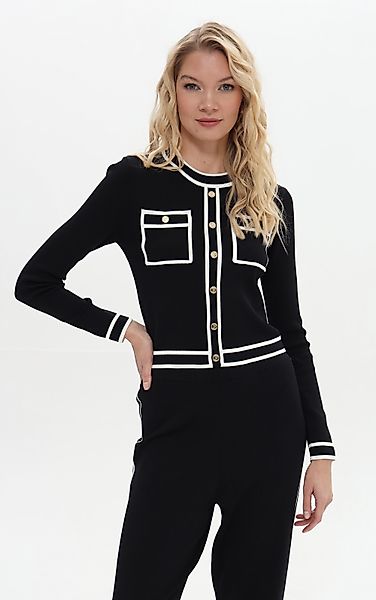 Passioni Strickpullover Cropped mit Kontraststreifen günstig online kaufen