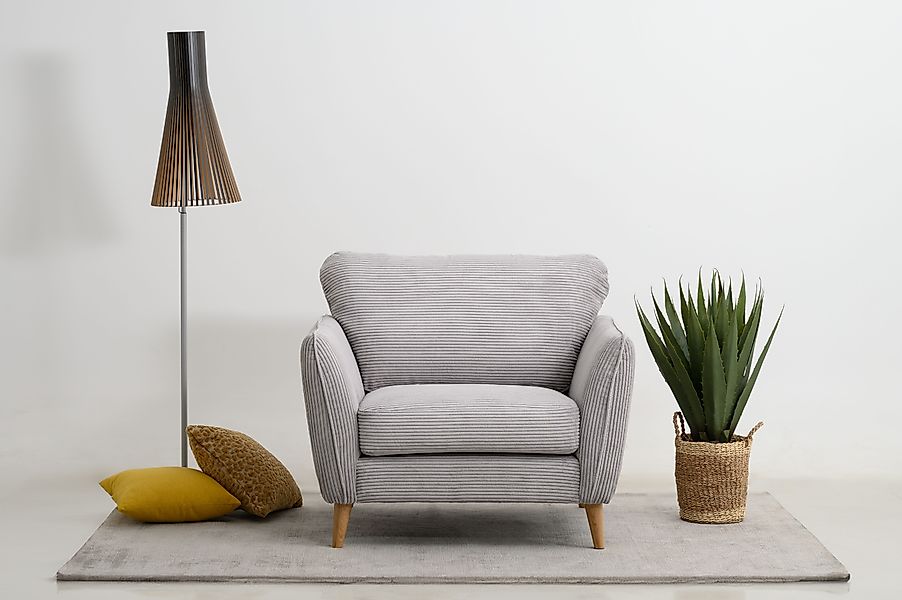 Home affaire Sessel "MARSEILLE", Massivholzbeine Eiche, Landhausstil, Welle günstig online kaufen