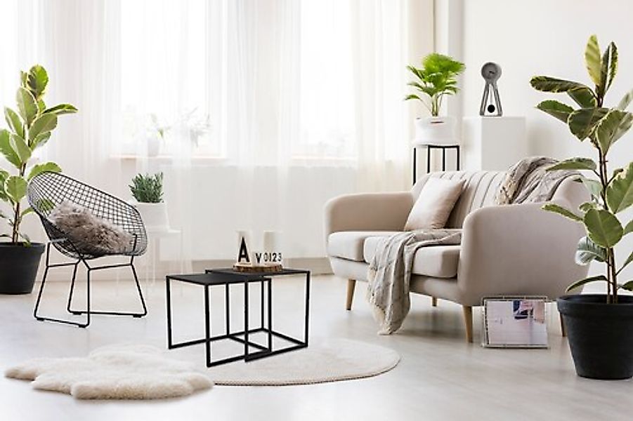 MIRRORS AND MORE Beistelltisch »Judy«, (Set, 2 St.), schwarzes Metallgestel günstig online kaufen