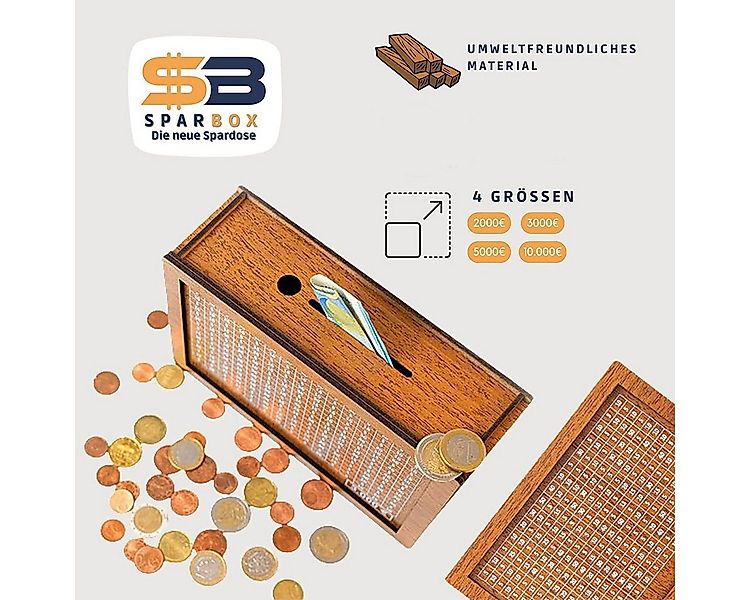 XDeer Spardose Spardose Holz Sparbüchse SparBox mit Sparziel und Zahlen, (1 günstig online kaufen