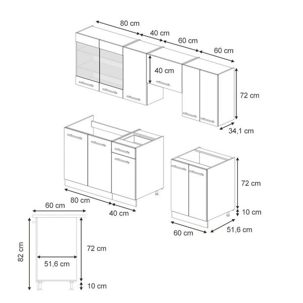 Vicco Küchenzeile Fame-Line, Dunkelgrau/Anthrazit, 240 cm, günstig online kaufen