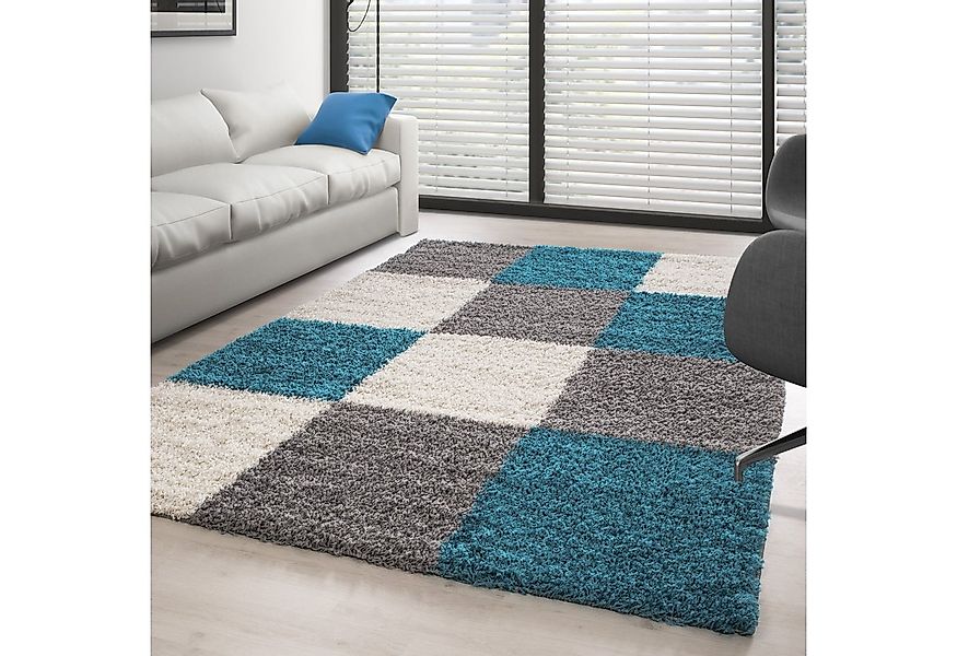 Carpettex Hochflor-Teppich Kariert Design, Läufer, Höhe: 30 mm, Teppich Woh günstig online kaufen