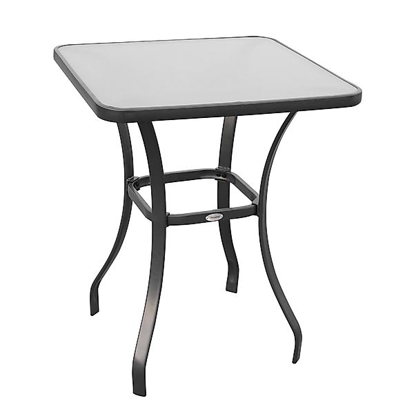 Outsunny Gartentisch quadratisch Glastisch wetterfest Schwarz 68,5x68,5cm f günstig online kaufen