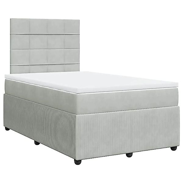 vidaXL Boxspringbett mit Matratze Hellgrau 120x190 cm Samt 3294586 günstig online kaufen