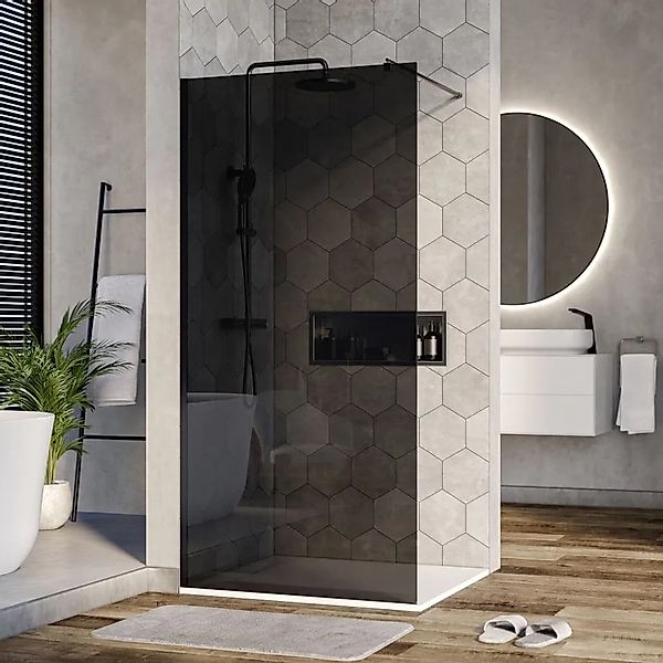 Bernstein Duschabtrennung Walk-In Nano EX101 Graues Glas 8mm Wandprofil Sch günstig online kaufen