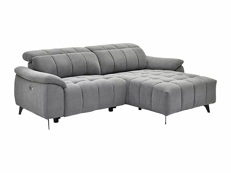 Eckrelaxsofa elektrisch - Ecke rechts - Strukturstoff - Grau - CELTIMO günstig online kaufen