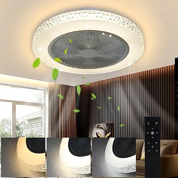 ZMH Deckenventilator mit Licht und Fernbedienug Timing Fan Kristall Schlafz günstig online kaufen
