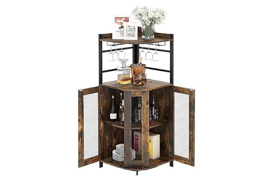 KOMFOTTEU Weinschrank Eck-Barschrank mit Glashalter,mit 2 Türen günstig online kaufen