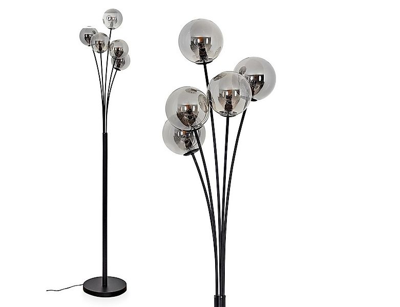 hofstein Stehlampe dimmbare Stehlampe aus Metall/Glas in Schwarz/Rauchfarbe günstig online kaufen