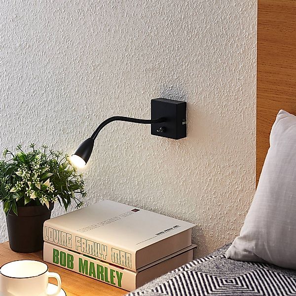 Lindby Jolka LED-Leselicht, Schalter, mattschwarz günstig online kaufen