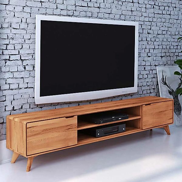 TV Lowboard aus Kernbuche Massivholz 220 cm breit günstig online kaufen