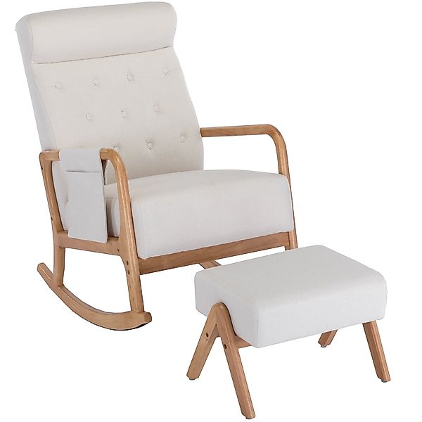 Ergonomischer Schaukelsessel mit Fußstütze, großer Komfort, Beige günstig online kaufen