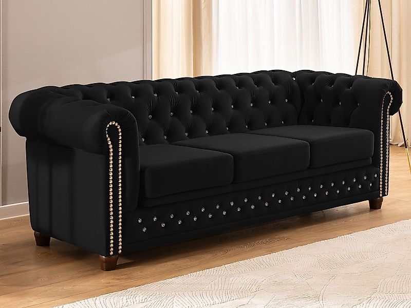 S-Style Möbel Chesterfield-Sofa 3-Sitzer mit Schlaffunktion günstig online kaufen