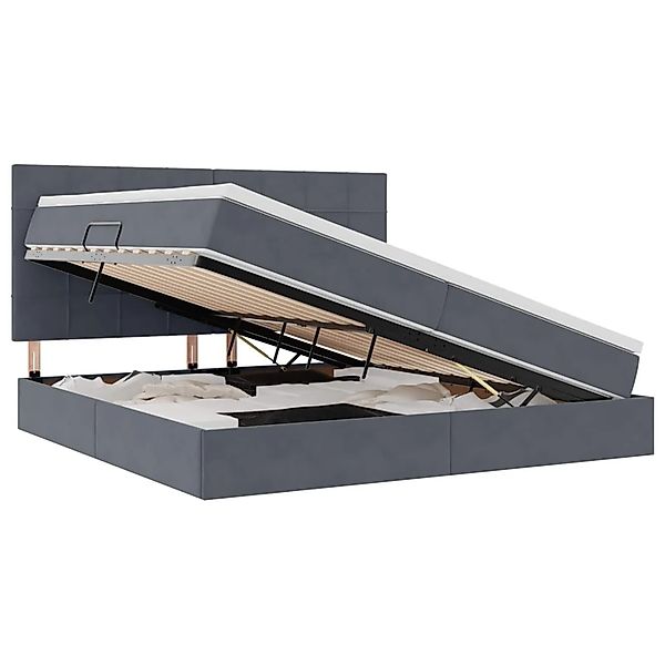 vidaXL Bett mit Stauraum und LED Dunkelgrau 200 x 200 cm Samt 3372688 günstig online kaufen