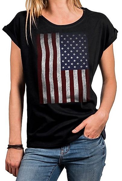 MAKAYA Print-Shirt Damen USA Flagge Vintage Amerika Fahne Tunika Top Sommer günstig online kaufen