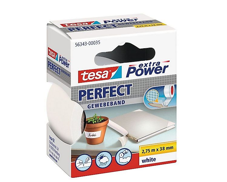 tesa Klebeband tesa Gewebeband Perfect weiß 38mmx2,75m günstig online kaufen