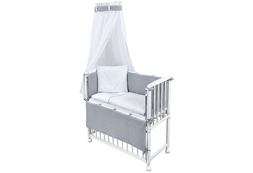 Baby-Delux Beistellbett Babybett Waffelpique Sternchen Grau, Stillbett 90x4 günstig online kaufen