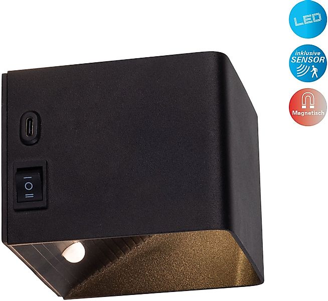näve LED Wandleuchte Cube, Bewegungsmelder, Ein-/Ausschalter, Memoryfunktio günstig online kaufen