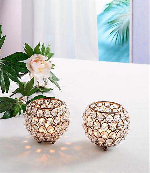 Home affaire Teelichthalter Kristall (Set, 2 günstig online kaufen