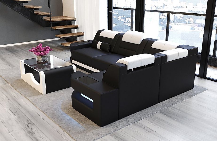 Sofa Dreams Ecksofa Como L Form Leder, Couch, mit LED, wahlweise mit Bettfu günstig online kaufen